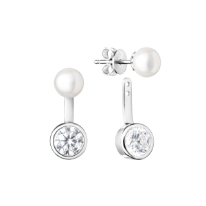 Cercei perle naturale albe de argint cu cristale DiAmanti SK19225E_W-G (Argint 925‰ 4,55 g.)